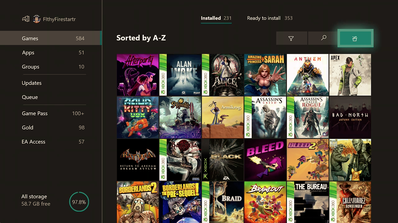 Biblioteca de jogos do Xbox Game Pass